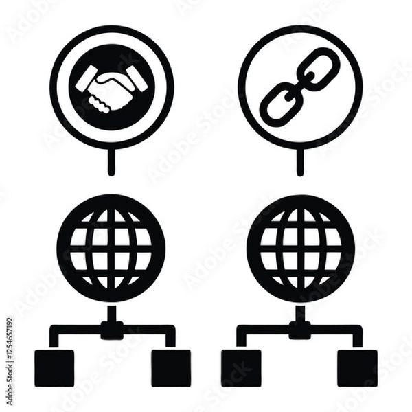 Fototapeta Modern Business and Technology Networking Icon Collection