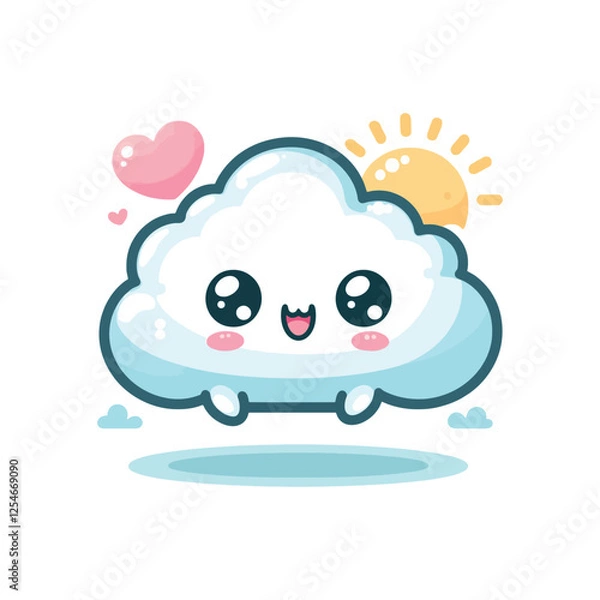 Fototapeta Cute cloud vector on white background