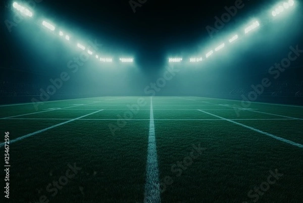 Fototapeta Night stadium field, illuminated.