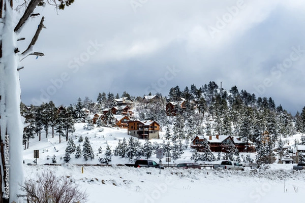 Fototapeta Flozen Lake, El Niño winter at Southern California, Big Bear La