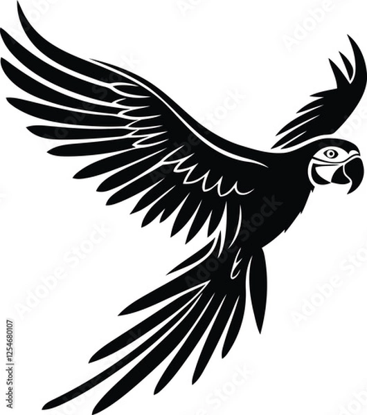 Fototapeta Parrot Macaw premium quality silhouette and line art vector illustration, Parrot Macaw vector icon design
