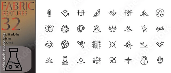 Fototapeta  fabric feature icon set cannot be edited already expanded and merged