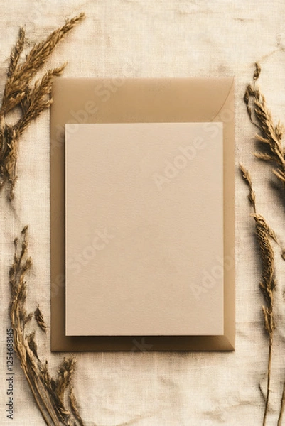 Fototapeta A greeting card with a plain kraft paper background