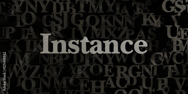 Obraz Instance - Stock image of 3D rendered metallic typeset headline illustration.  Can be used for an online banner ad or a print postcard.