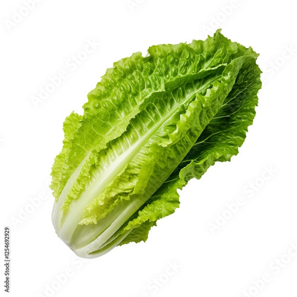 Fototapeta top view of Romaine lettuce isolated on transparent background.