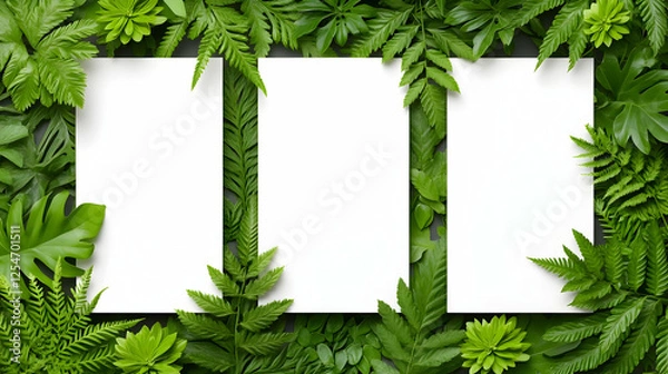 Obraz Lush Greenery Mockup with Blank Cards