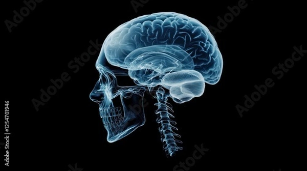 Obraz Translucent human skull and brain anatomy.