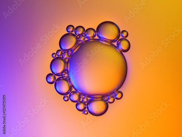 Obraz Close up soap bubble on water led light background