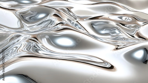 Fototapeta Smooth silver background with luminous undulating landscape and subtle texture for design and creative projects