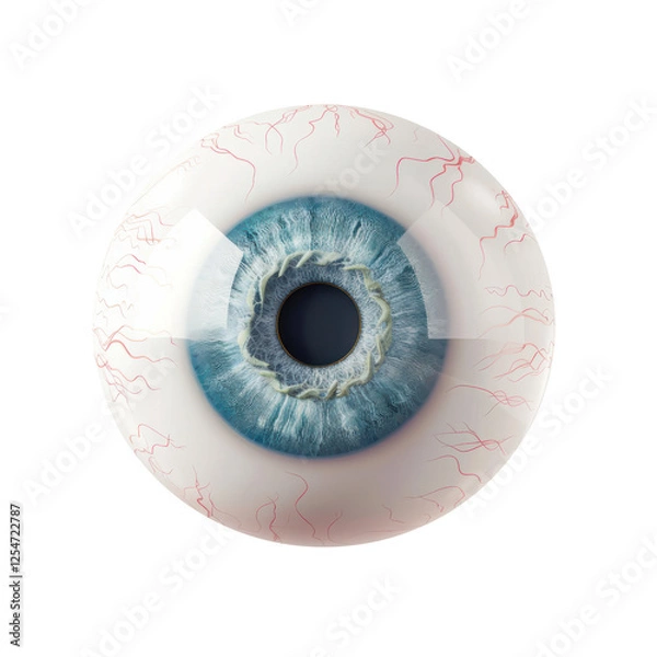 Fototapeta Realistic close-up of a human eye with blue iris and intricate details.