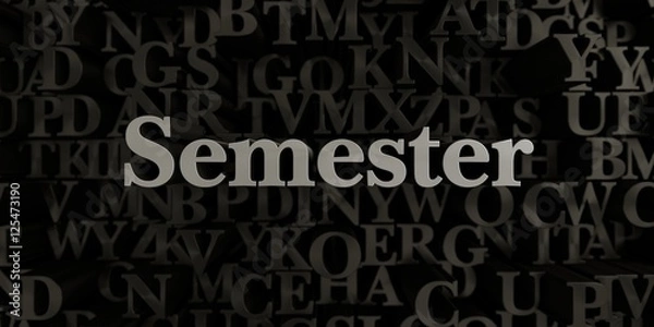 Obraz Semester - Stock image of 3D rendered metallic typeset headline illustration.  Can be used for an online banner ad or a print postcard.