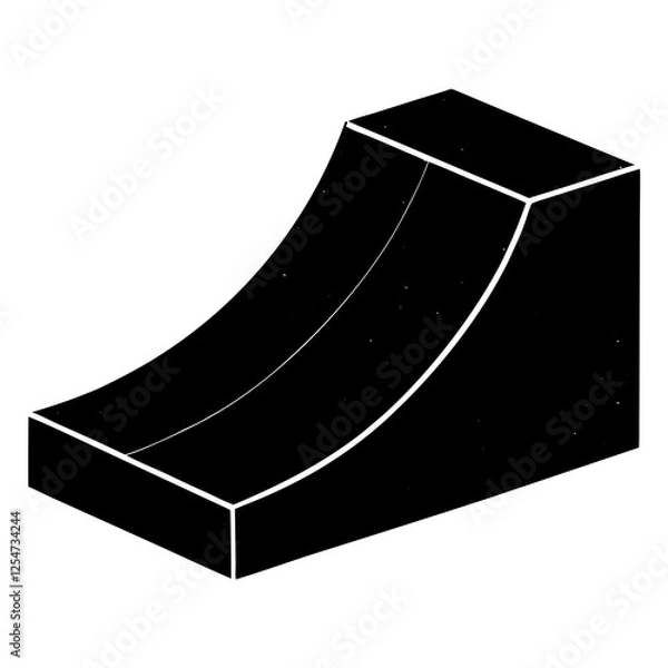 Fototapeta Skateboard ramp with a transition  silhouette vector illustration 