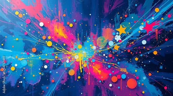 Fototapeta Chromatic Burst, An Energetic and Abstract Symphony of Colors and Shapes