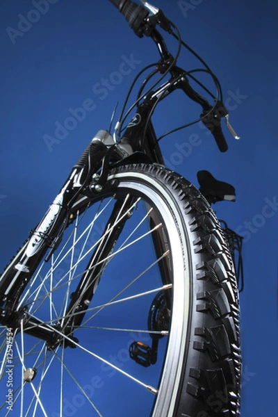Obraz Mountain bicycle on a dark blue background