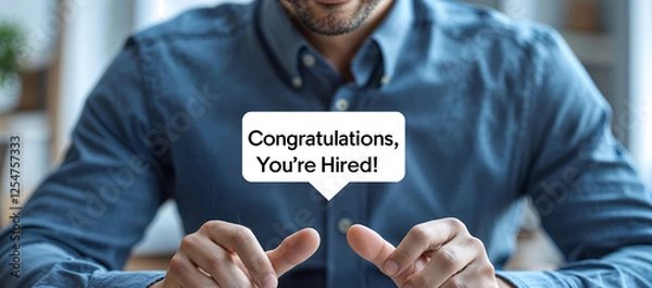 Obraz Job Seeker Reading an Exciting Job Offer Email with a Happy Expression