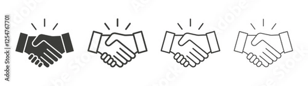 Fototapeta Handshake icons set. Liner outlined and flat black color