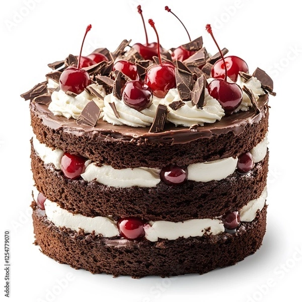 Fototapeta Indulgent Black Forest Gateau, Layers of Chocolate, Cherries and Cream