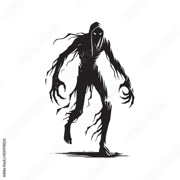 Obraz Mysterious Ghoul Silhouette - Ghoul Vector - Minimalist Ghoul Illustration.