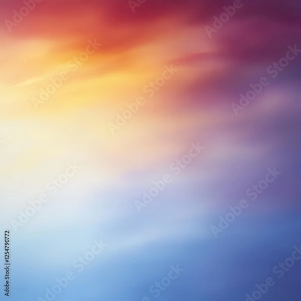 Fototapeta As the sun dips below the horizon, vibrant hues of orange, purple, and fiery tones blend in the abstract watercolor sky, creating a stunning visual display.