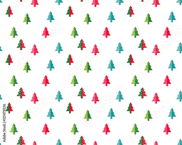 Fototapeta Christmas tree Seamless pattern for new year greeting card/wallpaper background. Vector Illustration. fir tree symbol.