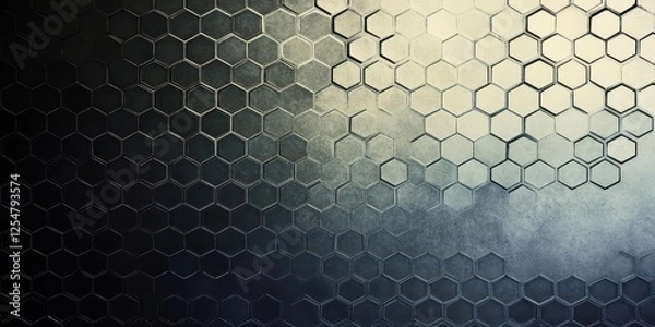 Fototapeta Hexagonal elements interlock seamlessly, forming a geometric tapestry that symbolizes innovation and scientific advancement.