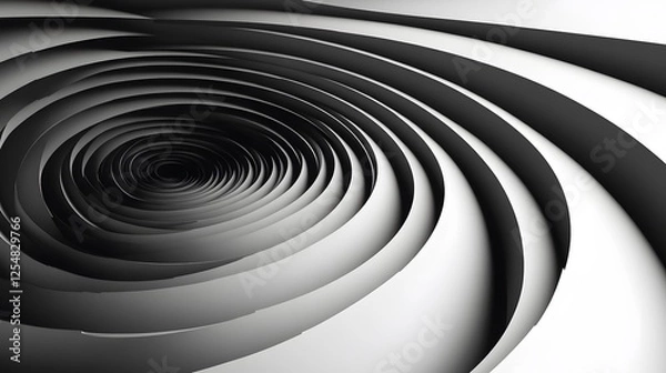 Fototapeta Abstract grayscale spiral design showcasing depth and form