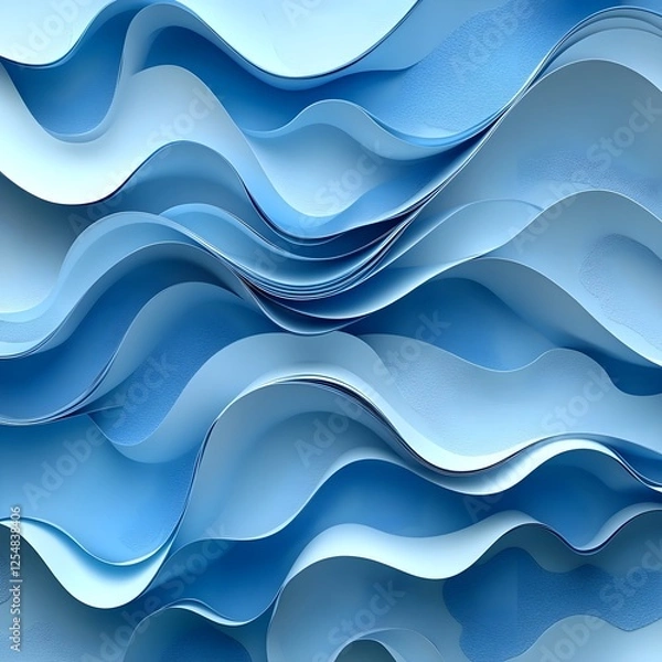 Fototapeta A minimalist paper cutout effect forming soft, abstract waves.