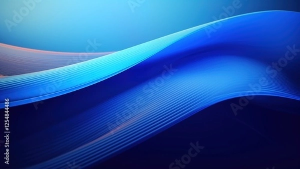 Fototapeta Waves of Blue Flowing Through a Serene Space