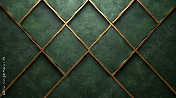 Fototapeta Green diamond pattern wall design for luxury interior background