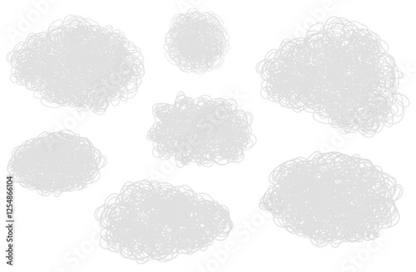 Obraz もやもやした想像吹き出しベクターイラストセット シンプル 流体シェイプ グレー 灰色 