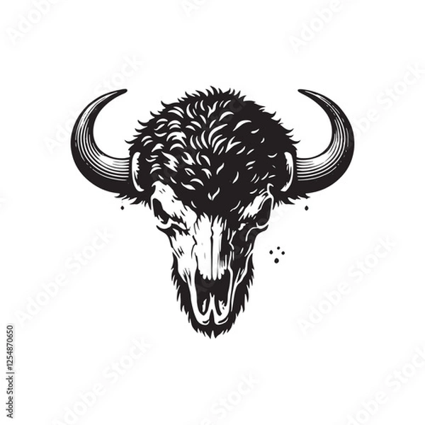 Obraz Minimalist Bison Skull Silhouette - Bison Skull Vector - Bison Skull Illustration.