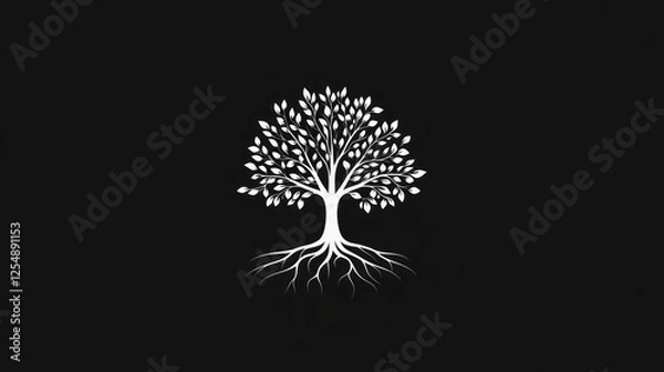 Obraz White tree roots dark background nature design