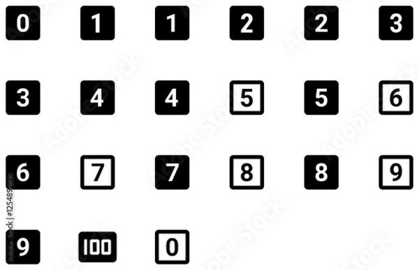 Fototapeta Set of Squared numbers icons	
