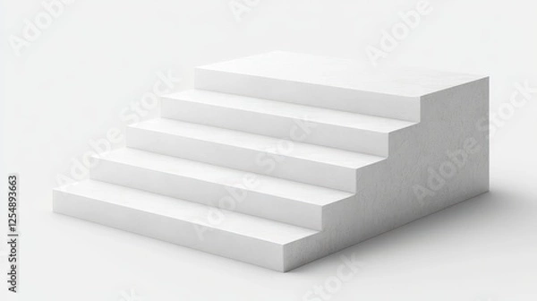 Fototapeta White three step staircase with 3d textured design modern interior architecture detail
