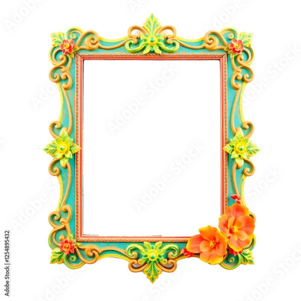 Obraz Ornate picture frames in bright colors with intricate details and vintage style