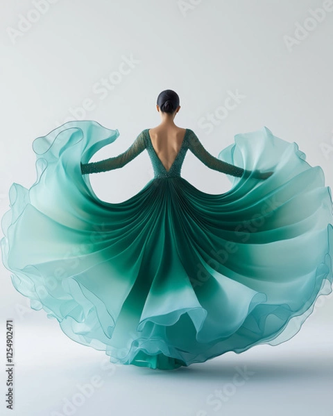Fototapeta woman in blue, green dress