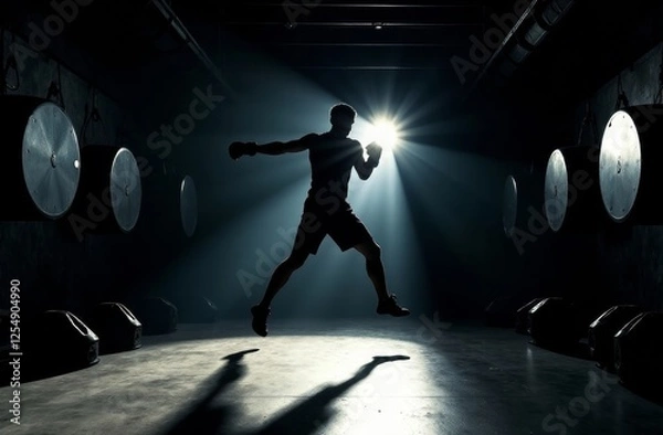 Obraz Dynamic Shadow Boxing Workout Scene