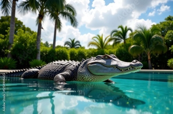 Obraz Crocodile Beside Residential Pool