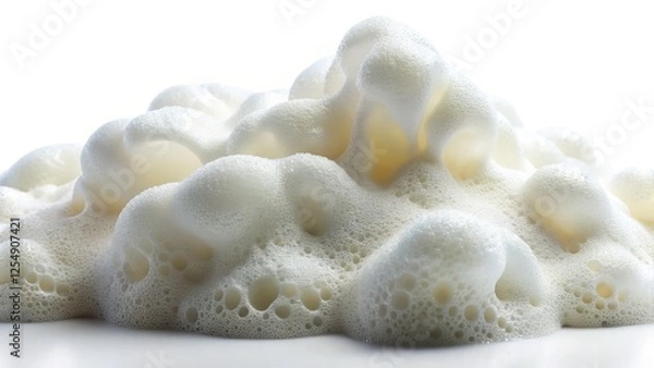 Fototapeta Soft Foam Texture, White Background, Abstract Foam, Closeup Foam, Fluffy Foam Photography, Luxurious Foam Image,  Magnificent Foam,  Creamy Foam, Airy Foam,  Soft Foam Background