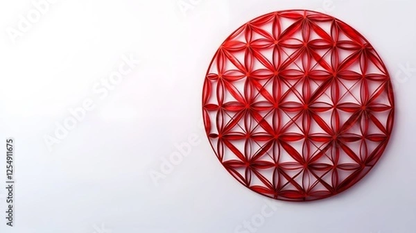 Obraz Intricate circular artwork made from thin delicate red strips