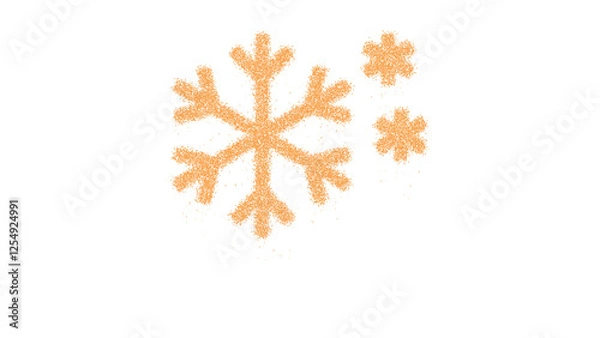Fototapeta Icon snowflakes is made of yellow grains of sand. Some grains of sand fall down. Transparent background. Black