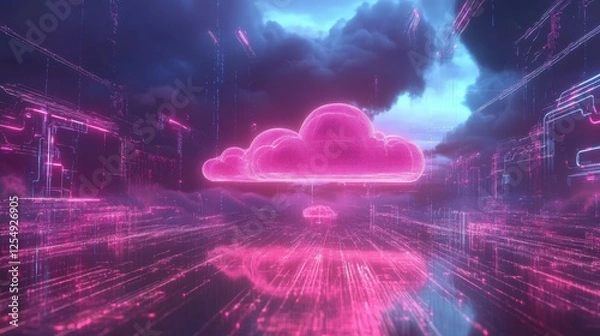 Fototapeta Futuristic Cloud Computing Visualization Inspired by Tech