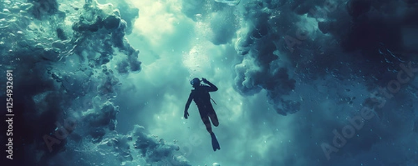 Obraz Diver in the deep sea