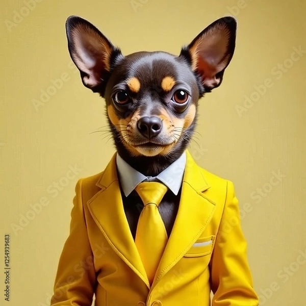 Fototapeta Chihuahua in Yellow Suit Generative AI