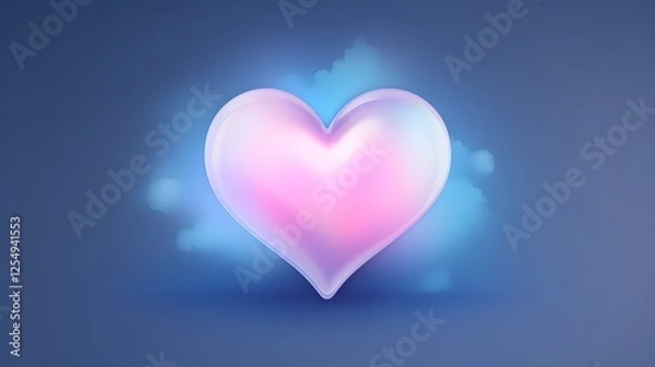 Fototapeta Serene and Ethereal Glowing Heart Icon with a Soothing Dreamy Aura Set Against a Minimalist and Elegant Background