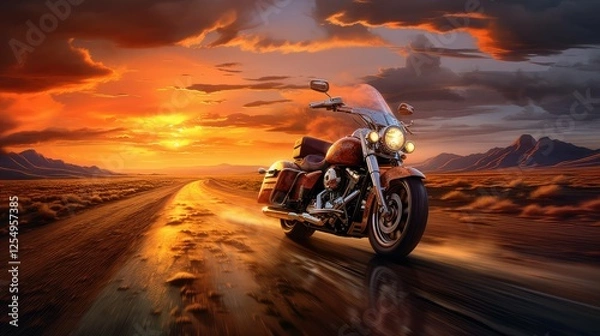 Obraz chrome open road sunset