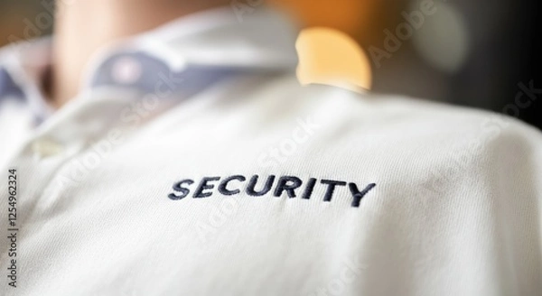Fototapeta Close-up of a security uniform with the word SECURITY prominently displayed