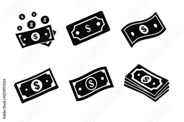 Obraz Bank Note icon set. Dollar money vector symbol. Paper money dollar icon vector illustration isolated. Money cash vector design