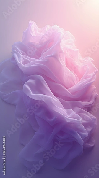 Fototapeta Soft Pink & Purple Chiffon Fabric Still Life: Abstract Textile Art, Delicate Draping, Light & Shadow Play, Ethereal Texture, Dreamy Background, Pastel Colors
