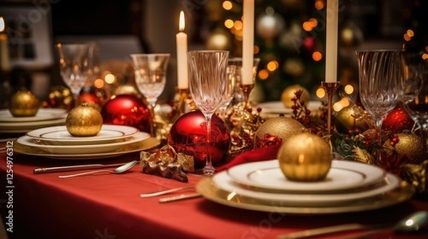 Obraz napkins red and gold christmas background